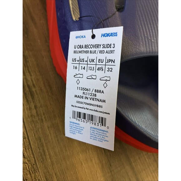 Hoka Ora Recovery Slide 3 Men Size 14 Blue Red Comfort Sandal Slip On New - Picture 4 of 6